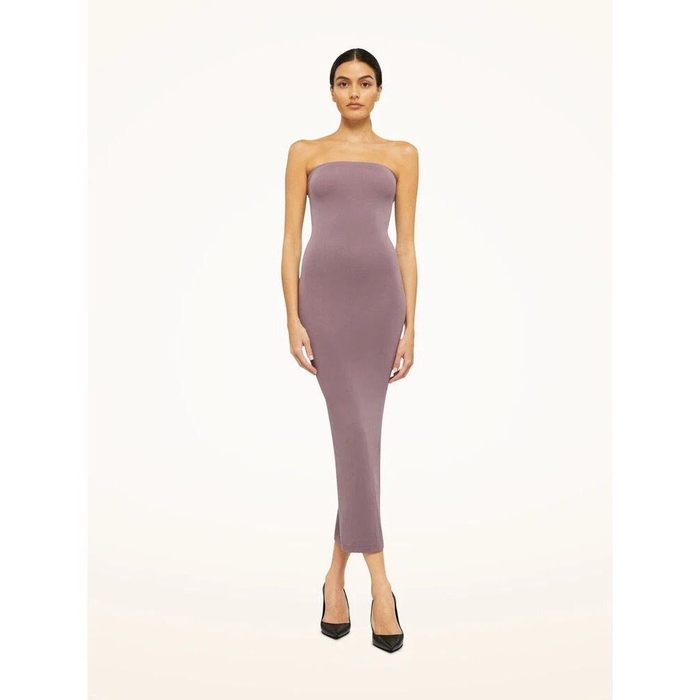 Wolford NWT Fatal Bodycon Strapless Midi Maxi Dress Arctic Dust Purple Size XS